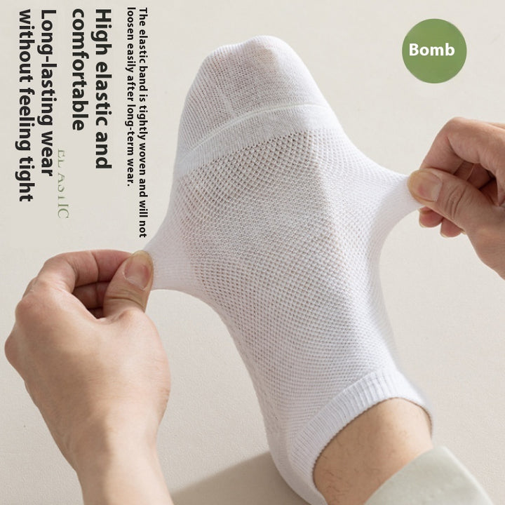 Cotton Anti-Pilling Short Socks Men's Deodorant And Sweat-absorbing Invisible Tight Mesh Boat Socks