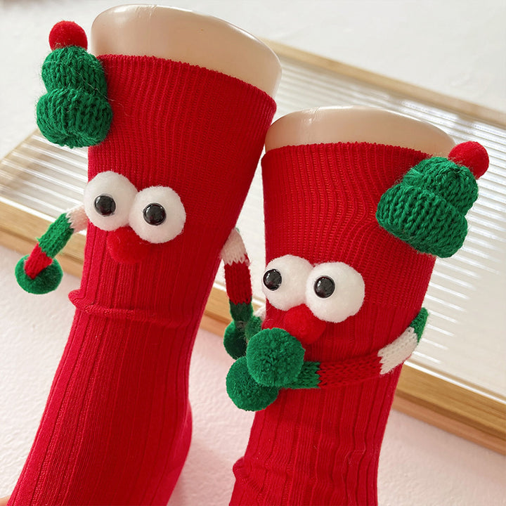 Cute Cartoon Christmas Socks Solid Cotton Middle-tube Socks For Adults And Children