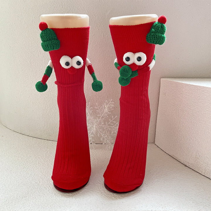 Cute Cartoon Christmas Socks Solid Cotton Middle-tube Socks For Adults And Children