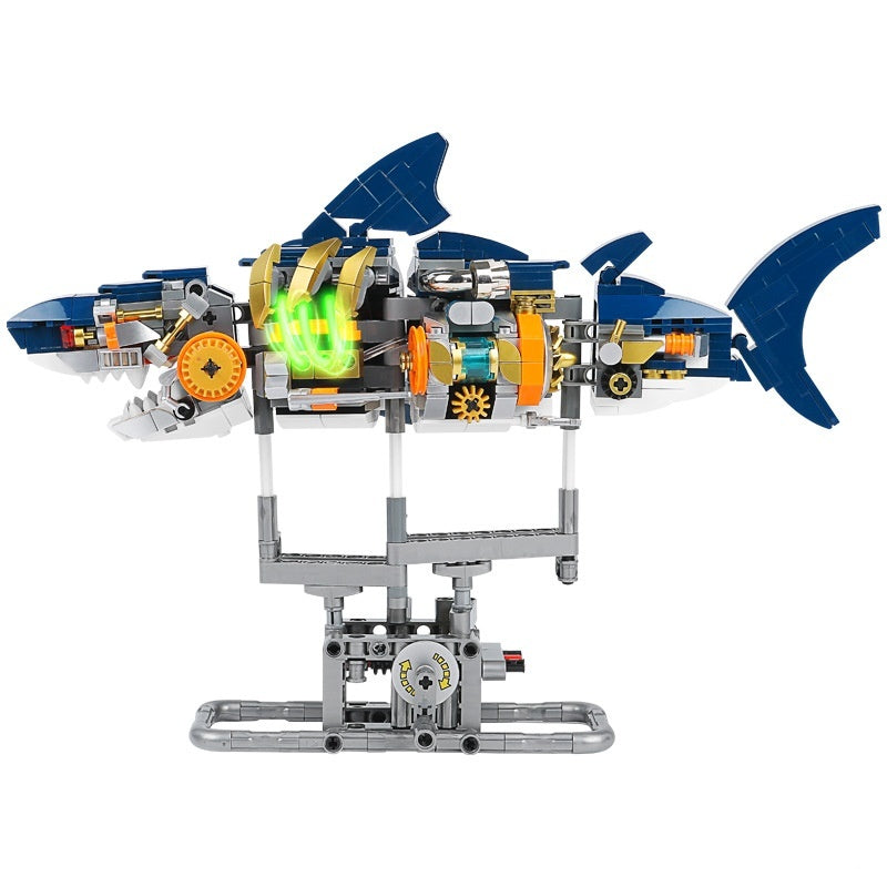 Small Particle Building Blocks Mechanical Shark Assembling Toys