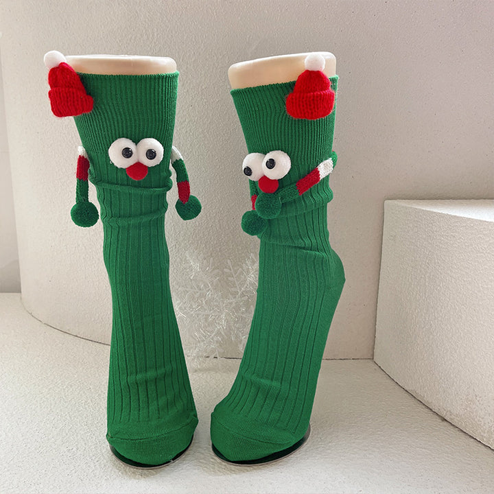 Cute Cartoon Christmas Socks Solid Cotton Middle-tube Socks For Adults And Children