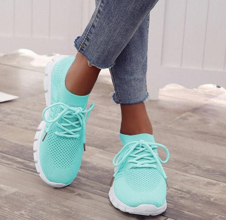 Women's Breathable Sneaker High-cut Lace-up Platform Casual Shoes