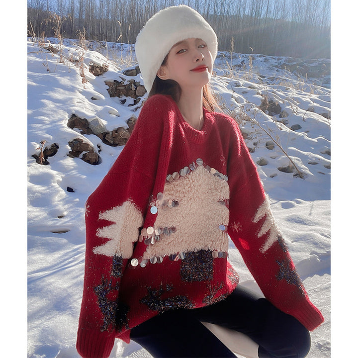 Women's Mid-length Christmas Lazy Loose Bottoming Sweater