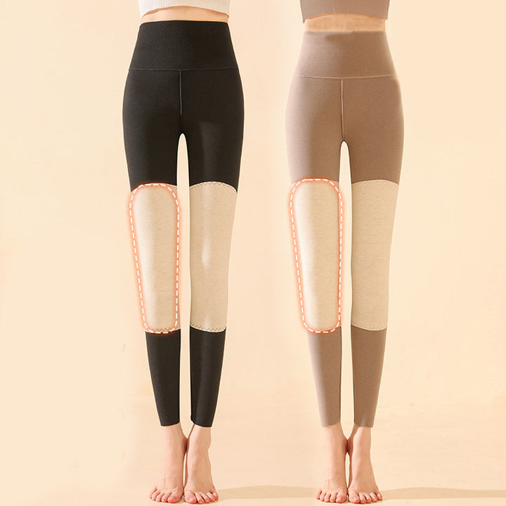 Winter High Waist Knee-pad Leggings Fashion Warm Double-sided Frosted Pants Solid Slim Trousers Women Clothing