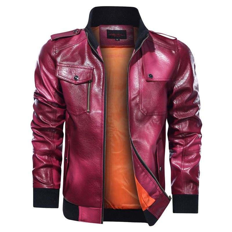 Men s Autumn And Winter Leather Jacket Motorcycle Jacket