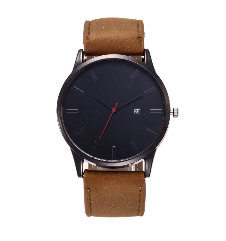 Men watch Fashion Business Large Dial Watch For Men's Matte Belt Simple Quartz Wrist Watch Men clock