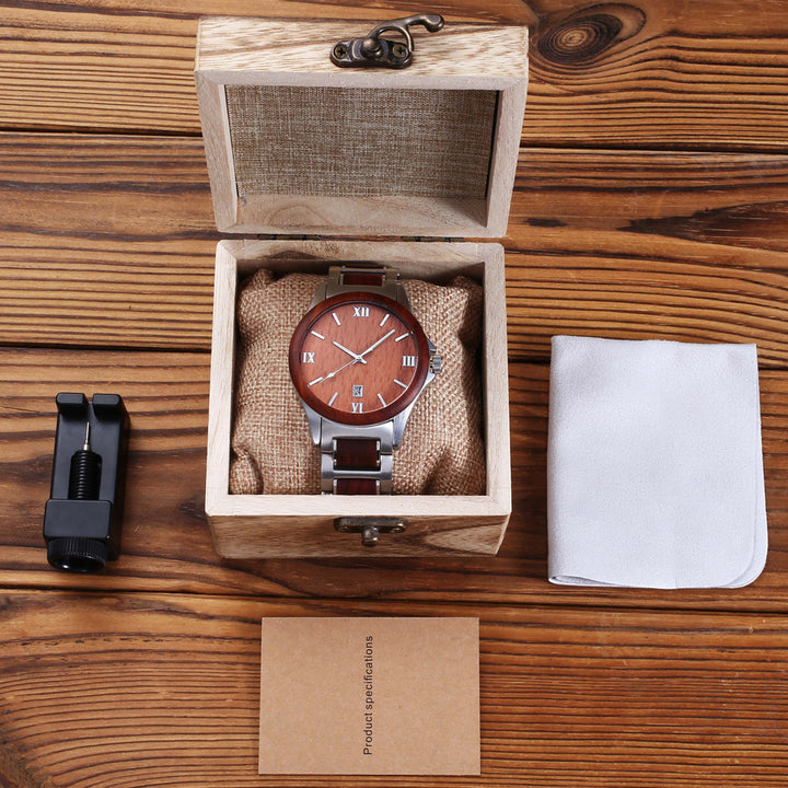 Men Wooden Quarts Watch Waterproof