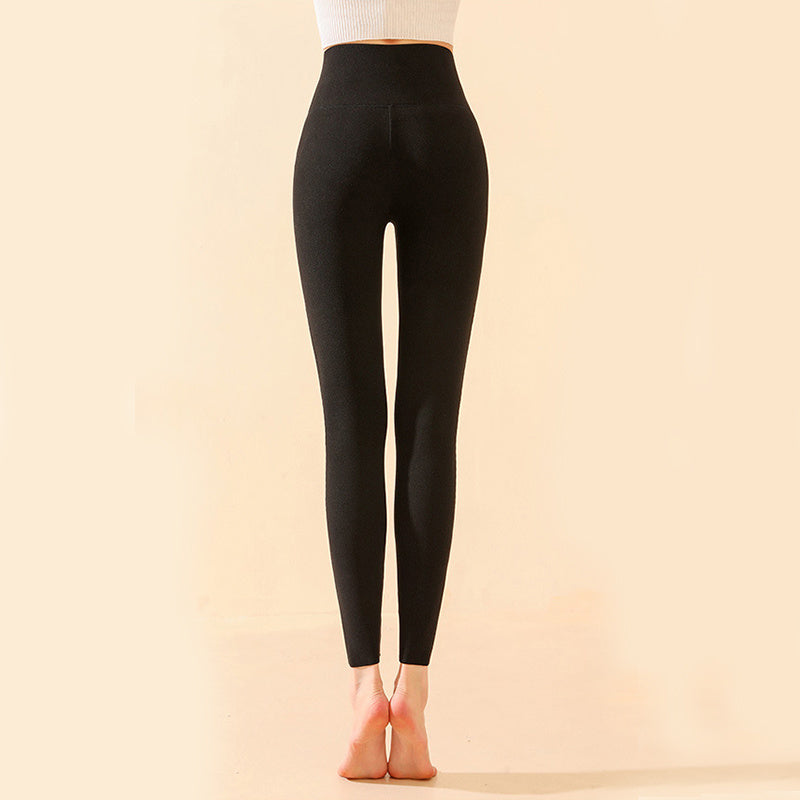 Winter High Waist Knee-pad Leggings Fashion Warm Double-sided Frosted Pants Solid Slim Trousers Women Clothing