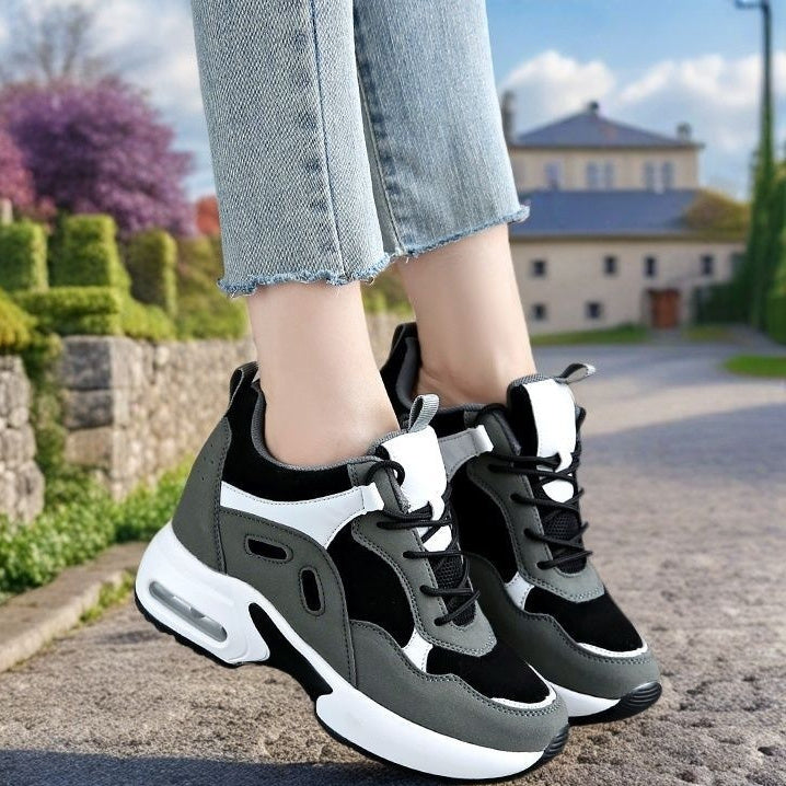 Casual Leather Plus Size Hidden Heel Platform Sneaker