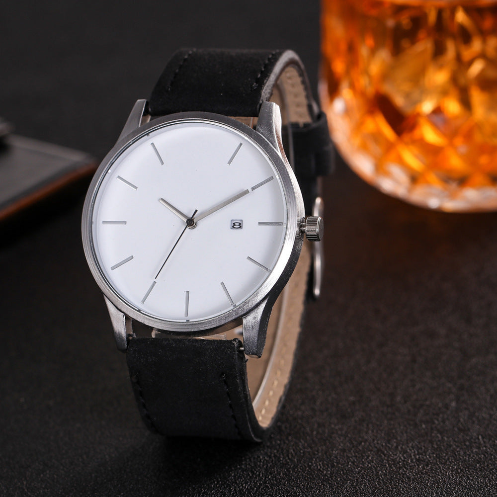 Men watch Fashion Business Large Dial Watch For Men's Matte Belt Simple Quartz Wrist Watch Men clock