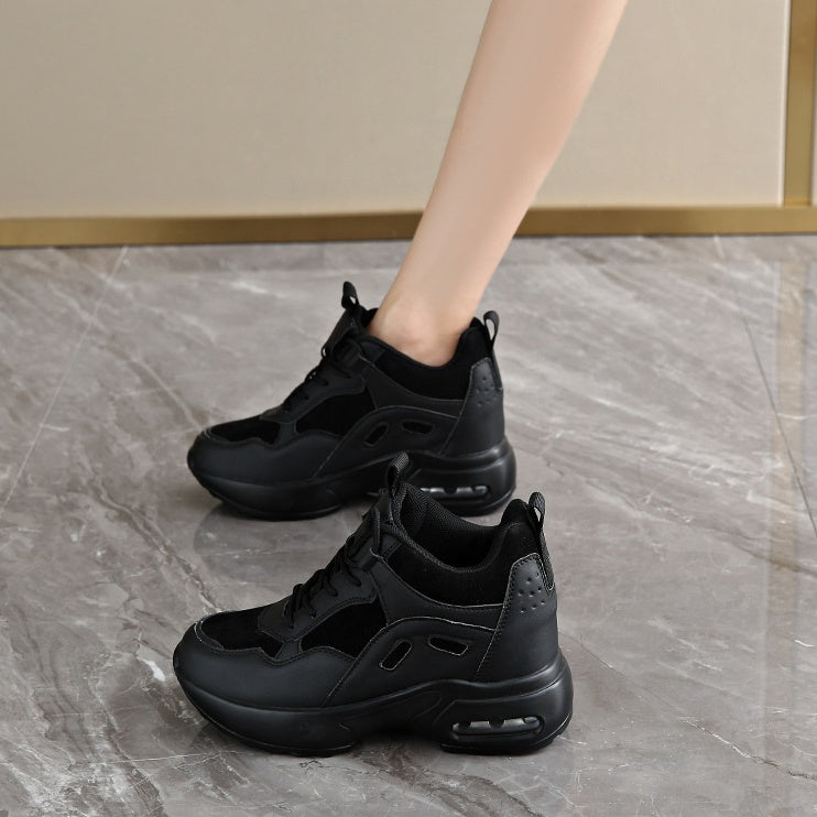 Casual Leather Plus Size Hidden Heel Platform Sneaker