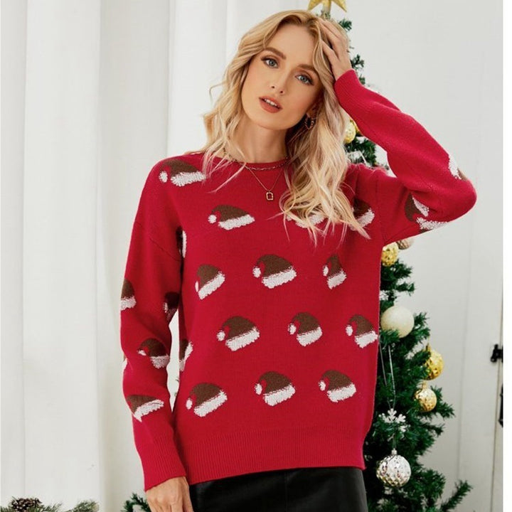 European And American Knitwear Autumn And Winter Pullover Round Neck Snowflake Christmas Sweater