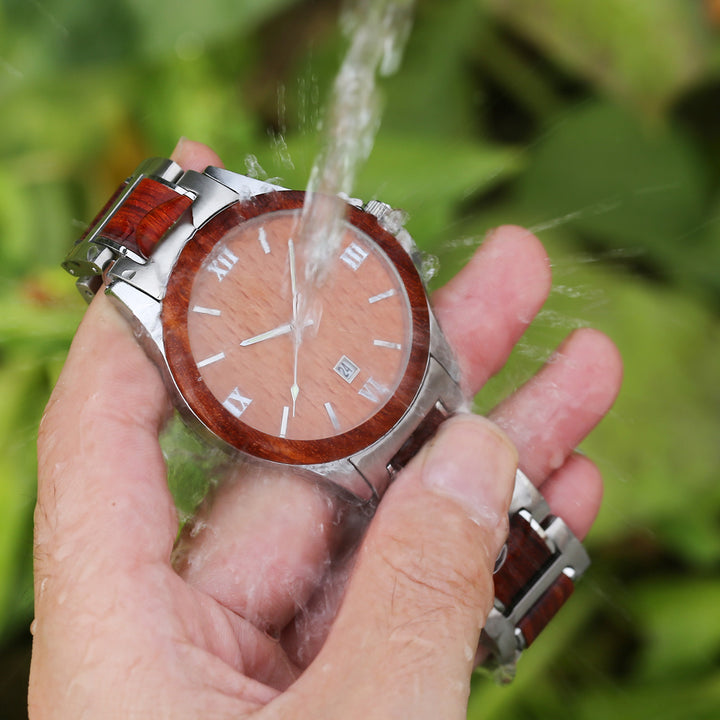 Men Wooden Quarts Watch Waterproof