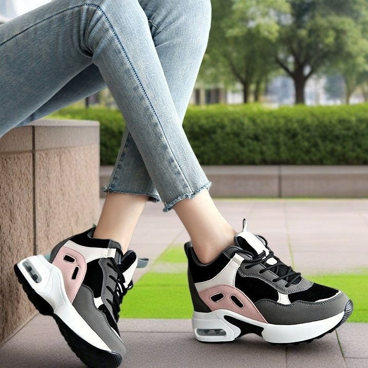 Casual Leather Plus Size Hidden Heel Platform Sneaker