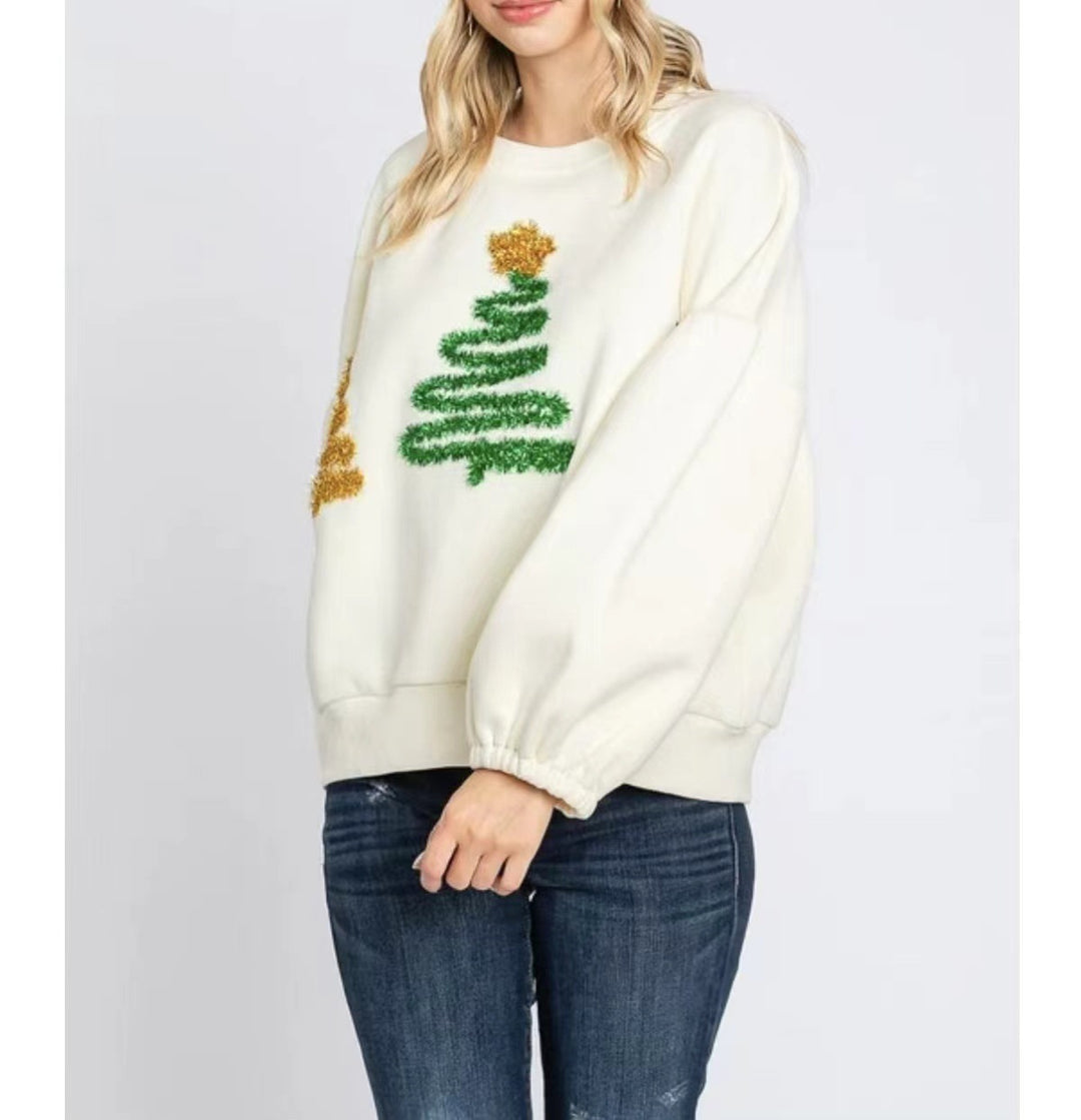 Women's Christmas Tree Casual Pullover Long Sleeve Sweater