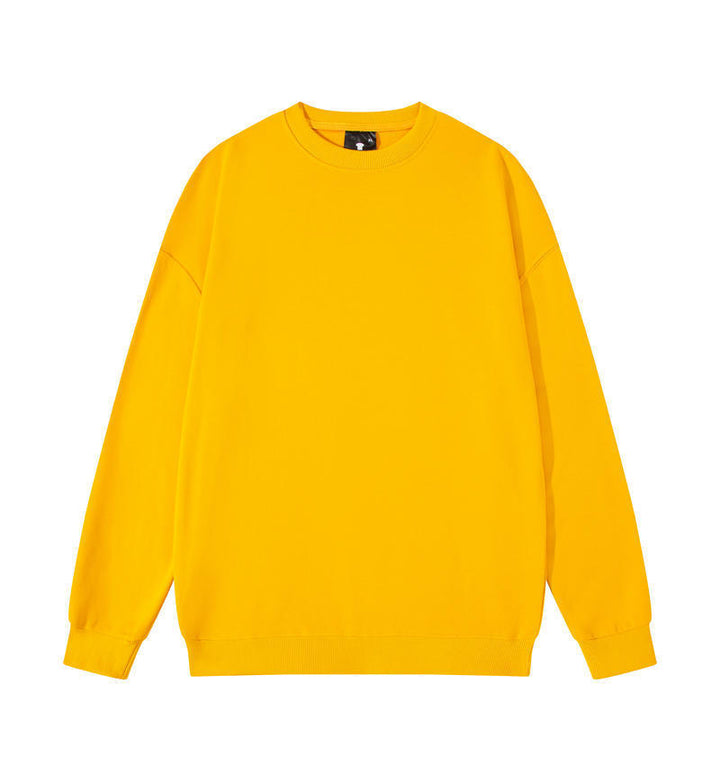 Men's Solid Color Pullover Sweatshirt Loose Round-neck Top Couple College Style Solid Color Clothes