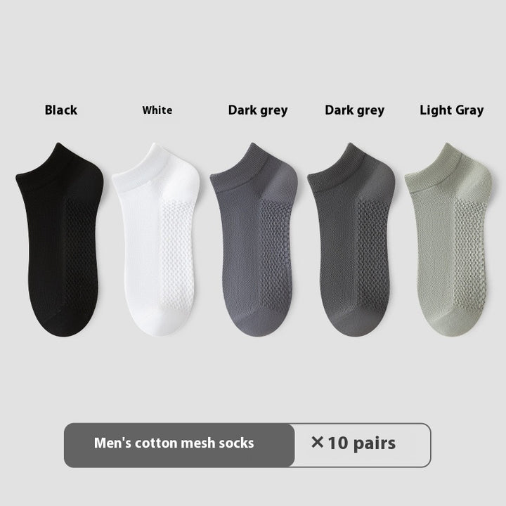 Cotton Anti-Pilling Short Socks Men's Deodorant And Sweat-absorbing Invisible Tight Mesh Boat Socks