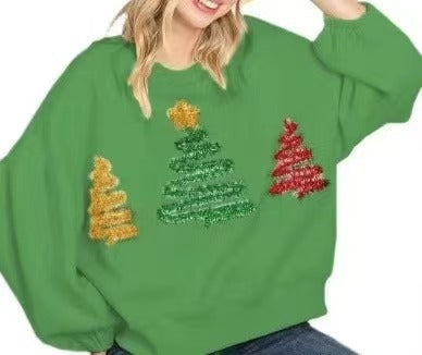 Women's Christmas Tree Casual Pullover Long Sleeve Sweater