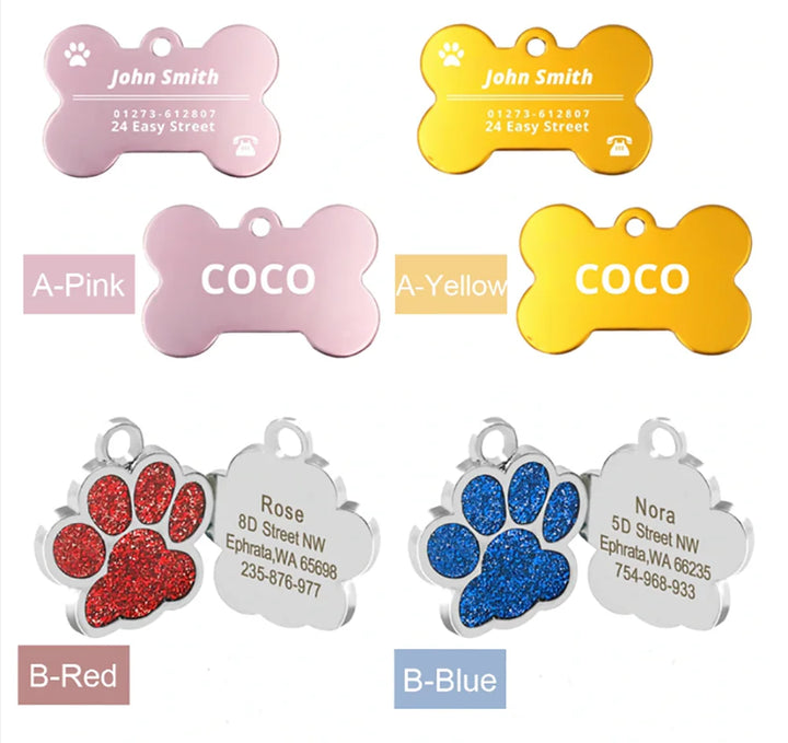 Personalized Dog Tag Stainless Steel Name Engraved ID Tags For Dog Collar Anti-Lost Pet Nameplate Pendant For Pitbull Labrador
