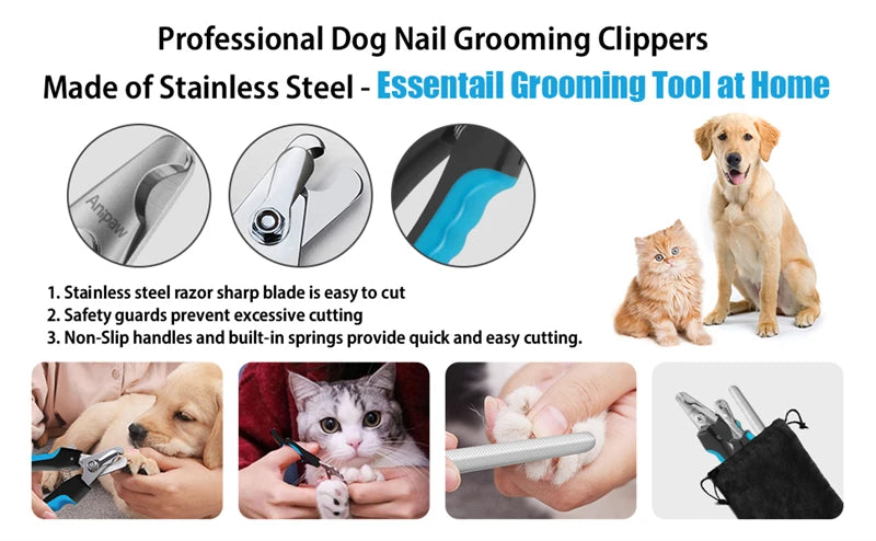 Professional Pet Nail Clipper with Safety Guard  Stainless Steel Scissors Cat Dog for Claw Care Grooming Supplies Size Fits