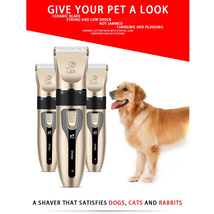 Professional Cat Dog Hair Clipper Grooming Kit Rechargeable Pet Hair Trimmer Shaver Set Animals Hair Cutting Machine Low-Noise