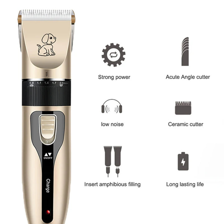 Professional Cat Dog Hair Clipper Grooming Kit Rechargeable Pet Hair Trimmer Shaver Set Animals Hair Cutting Machine Low-Noise