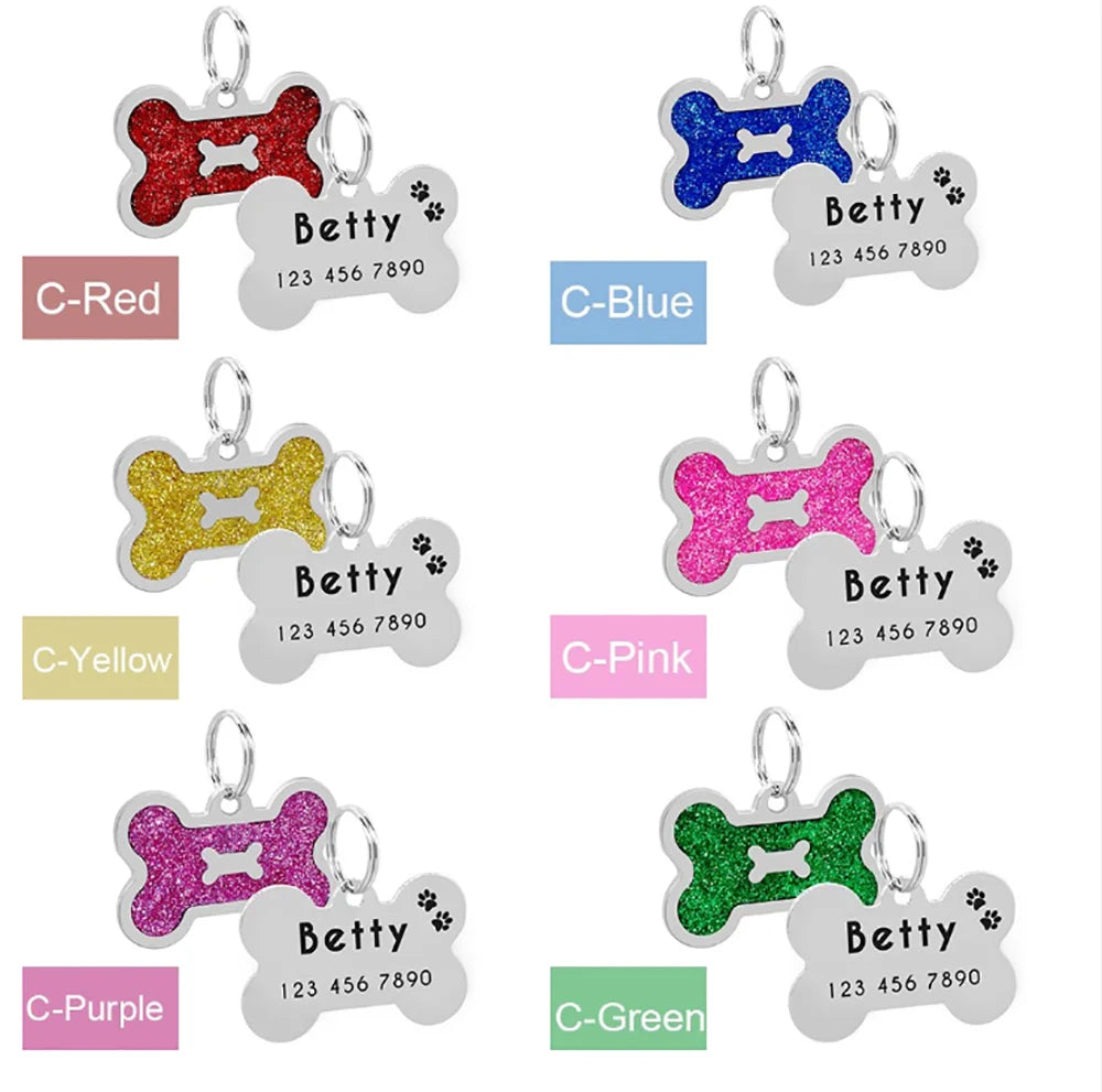 Personalized Dog Tag Stainless Steel Name Engraved ID Tags For Dog Collar Anti-Lost Pet Nameplate Pendant For Pitbull Labrador