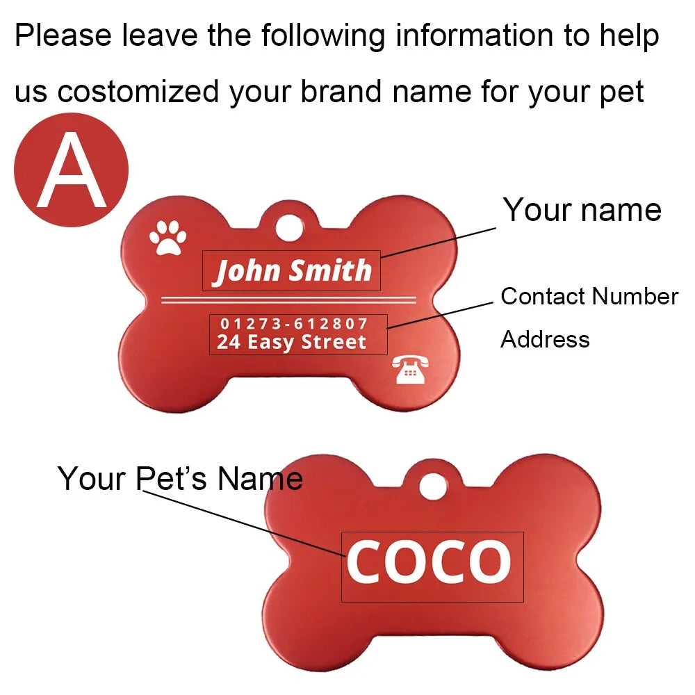 Personalized Dog Tag Stainless Steel Name Engraved ID Tags For Dog Collar Anti-Lost Pet Nameplate Pendant For Pitbull Labrador