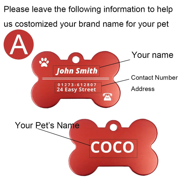 Personalized Dog Tag Stainless Steel Name Engraved ID Tags For Dog Collar Anti-Lost Pet Nameplate Pendant For Pitbull Labrador