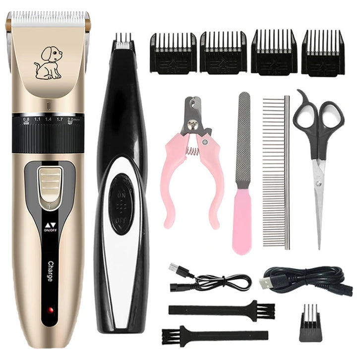 Professional Cat Dog Hair Clipper Grooming Kit Rechargeable Pet Hair Trimmer Shaver Set Animals Hair Cutting Machine Low-Noise