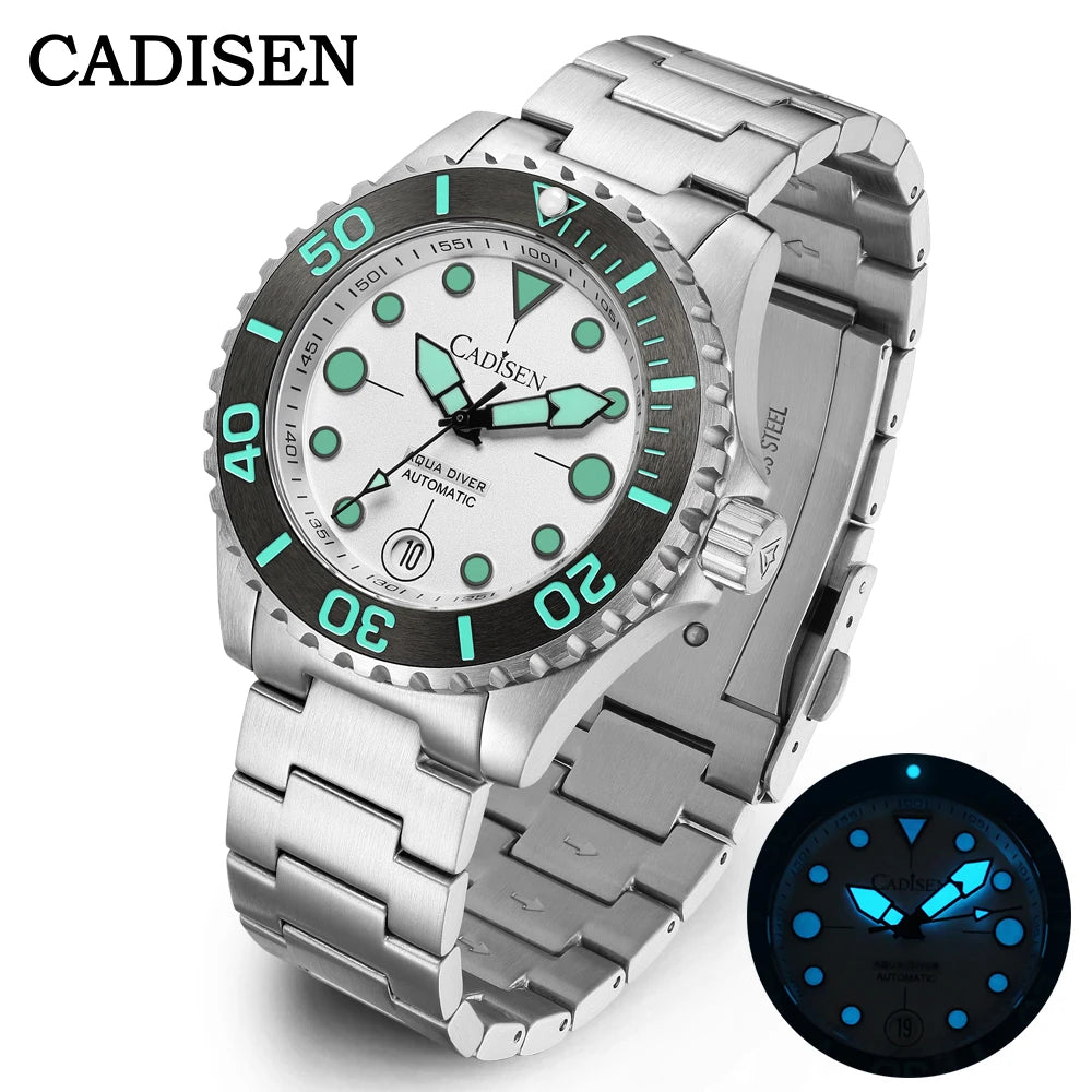 CADISEN AQUA DIVER 2024 New Brand Luxury Men Watches Automatic Watch Japan NH35A 100M Waterproof Luminous Mechanical Wristwatch