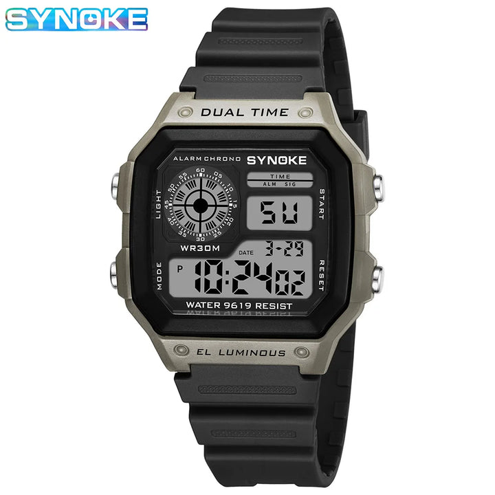 Synoke Outdoor Military Digital Watch For Men Fashion Retro Men Watch Sports 3Bar Waterproof Men Watch Multifunctional Luminous