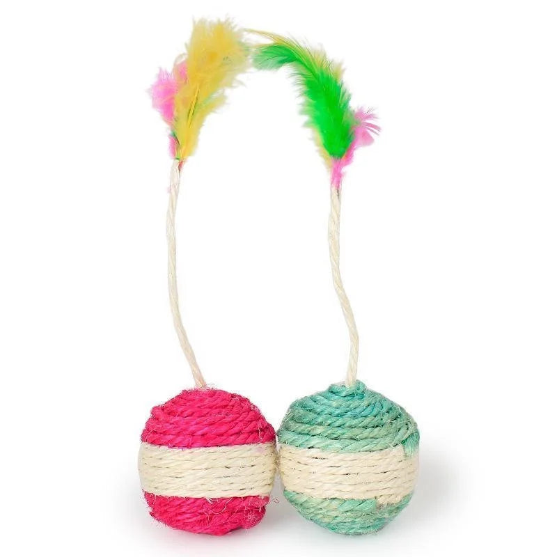 1Pc Cat Toy Sisal Scratching Ball Training Interactive Toy for Kitten Pet Cat Supplies Feather Toy  Cat Toys Interactive