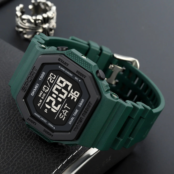 SKMEI Digital Sports Watch for Men LED Display Military Countdown Mens Wristwatches Waterproof Clock Relojes Para Hombre 1988