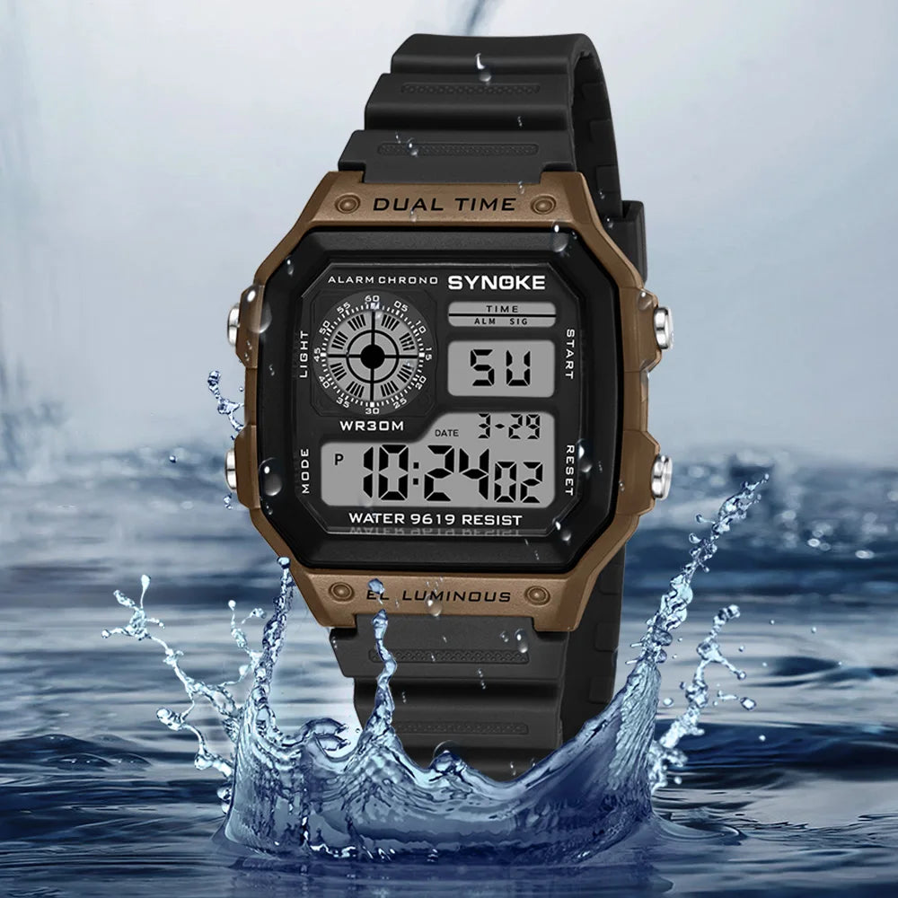 Synoke Outdoor Military Digital Watch For Men Fashion Retro Men Watch Sports 3Bar Waterproof Men Watch Multifunctional Luminous