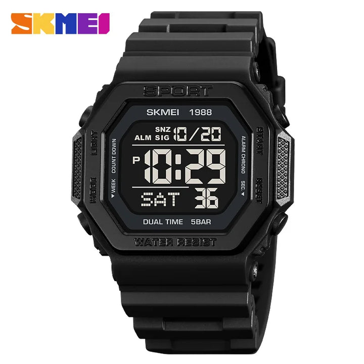 SKMEI Digital Sports Watch for Men LED Display Military Countdown Mens Wristwatches Waterproof Clock Relojes Para Hombre 1988