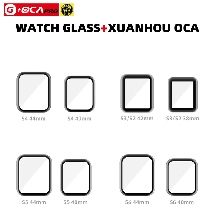 G+OCA Pro OCA Glue Front Glass Lens Cover For Apple Watch Series S1/2/3/4/5/6/SE 38/40/42/44mm Front Cover Screen Replacement