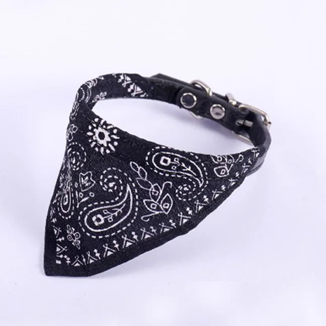 Pet Dog Neck Scarf Puppy Cat Dog Collar Bandana Collar Scarf with Leather Collar Accessories Adjustable Pet Puppy Cat Scarf