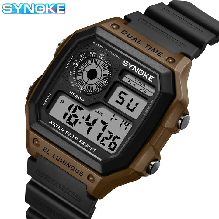 Synoke Outdoor Military Digital Watch For Men Fashion Retro Men Watch Sports 3Bar Waterproof Men Watch Multifunctional Luminous