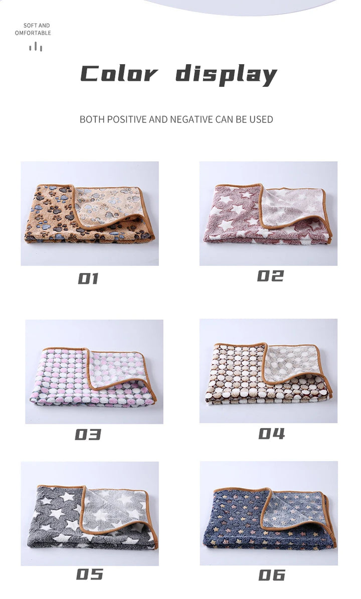 Soft and Fluffy High Quality Pet Blanket Cute Cartoon Pattern Pet Mat Warm and Comfortable Blanket for Cat and Dogs Pet Supplies