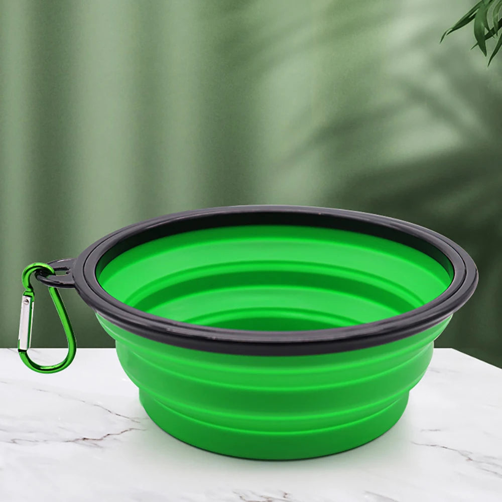 Outdoor Portable Pet Folding Bowl Silicone Dog Feeders with Hanging Hook Cat Dog Bowl Pet Items Dog Food Bowl Mascotas