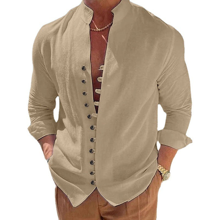 Cotton And Linen Casual Loose Long Sleeve Shirt