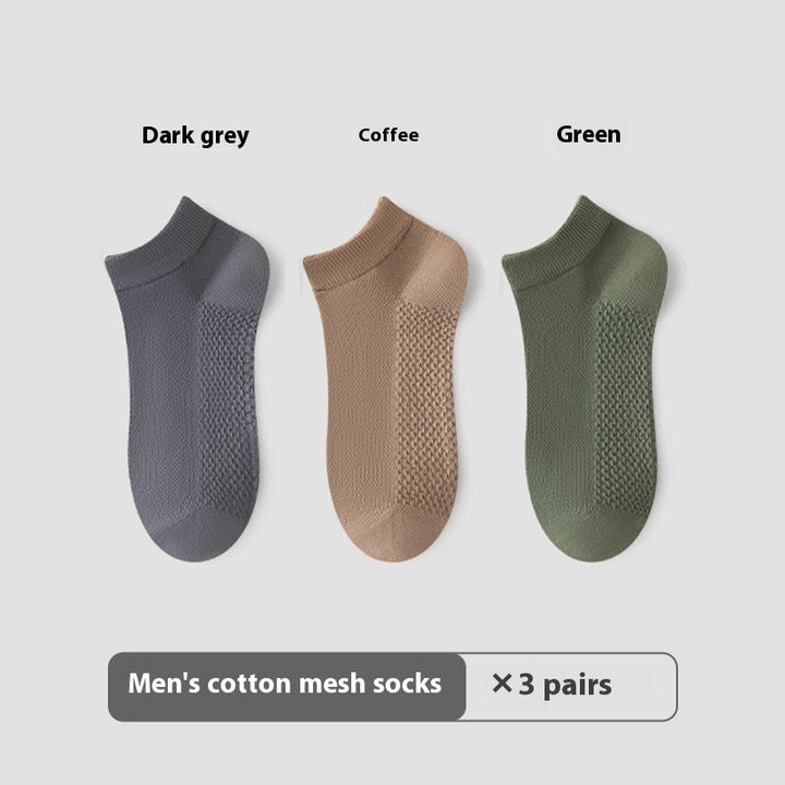 Cotton Anti-Pilling Short Socks Men's Deodorant And Sweat-absorbing Invisible Tight Mesh Boat Socks