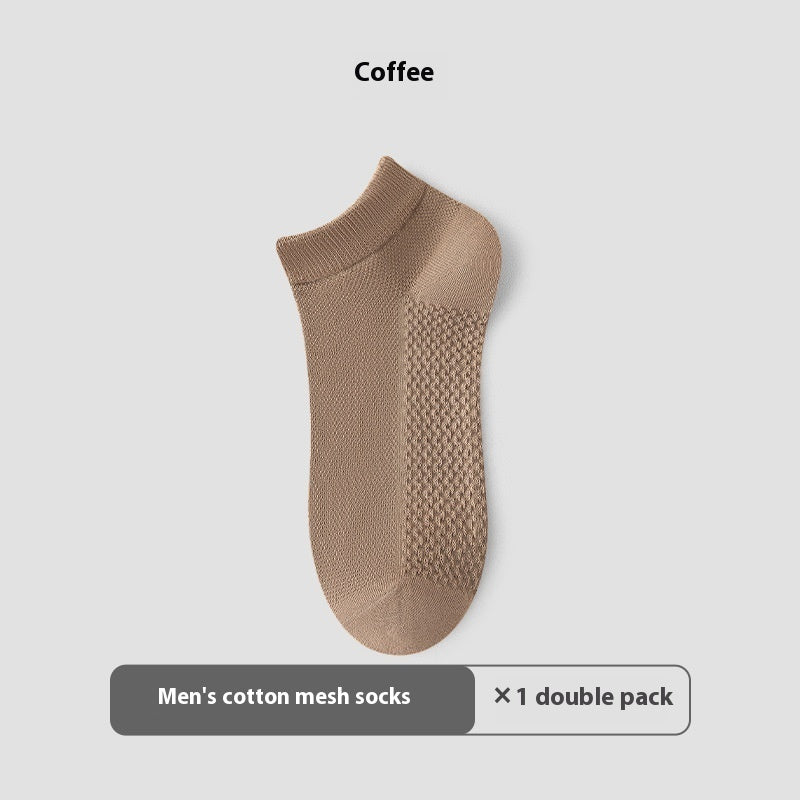 Cotton Anti-Pilling Short Socks Men's Deodorant And Sweat-absorbing Invisible Tight Mesh Boat Socks