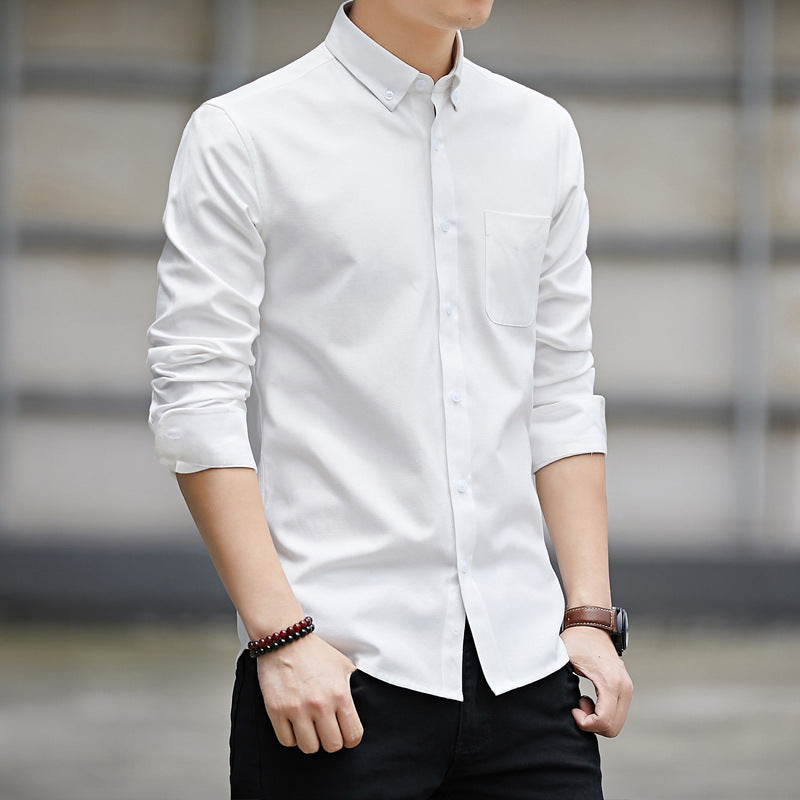 Slim Lapel Long Sleeve Shirt With Pockets Solid Color Casual Men's Clothing