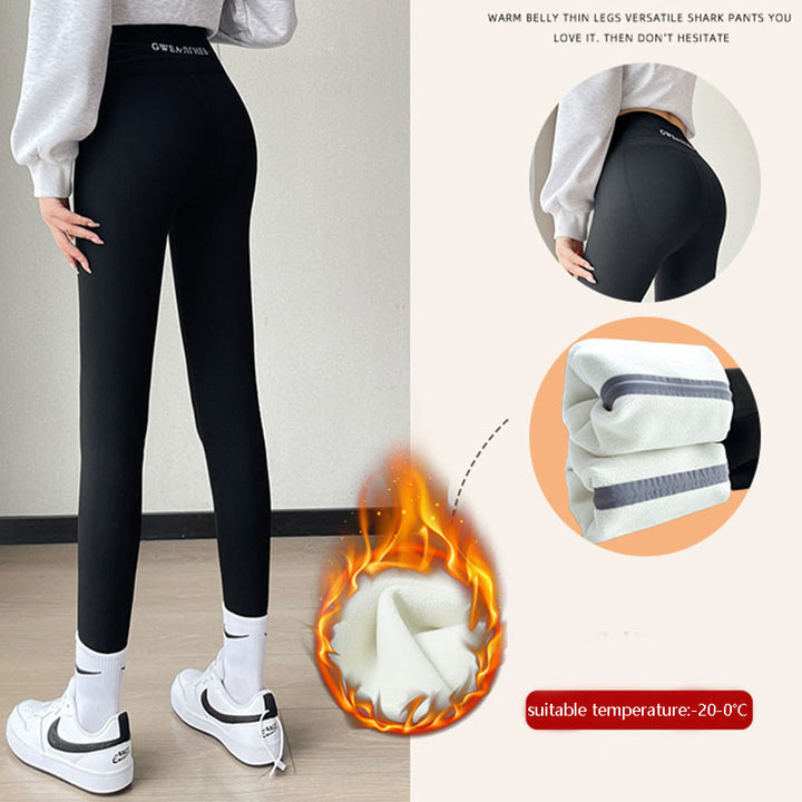 Fleece Thickened Leggings Winter -20 To 5 Shark Pants For Women High Waist Tight Skinny Tummy Control Buttocks Slimming Yoga Pants