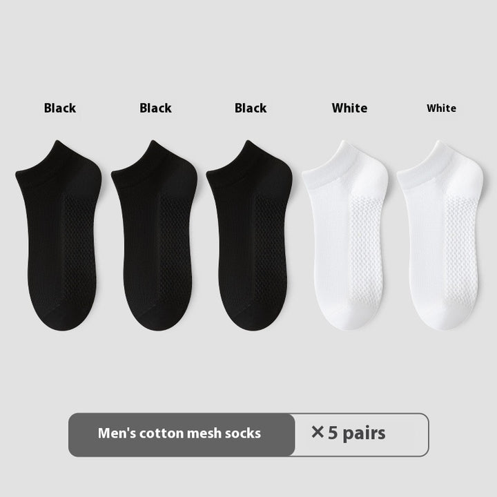 Cotton Anti-Pilling Short Socks Men's Deodorant And Sweat-absorbing Invisible Tight Mesh Boat Socks