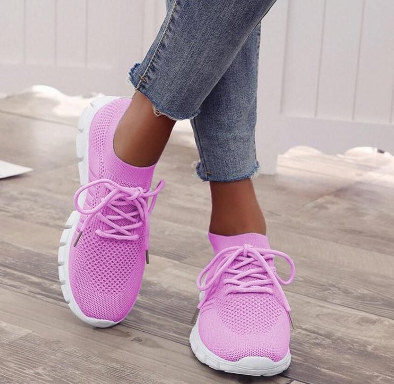 Women's Breathable Sneaker High-cut Lace-up Platform Casual Shoes