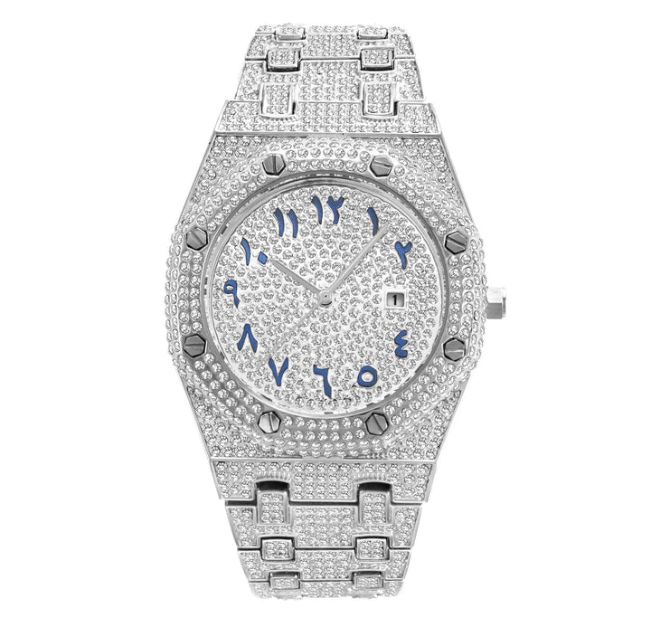 Full Rhinestone Waterproof Calendar Men Watch