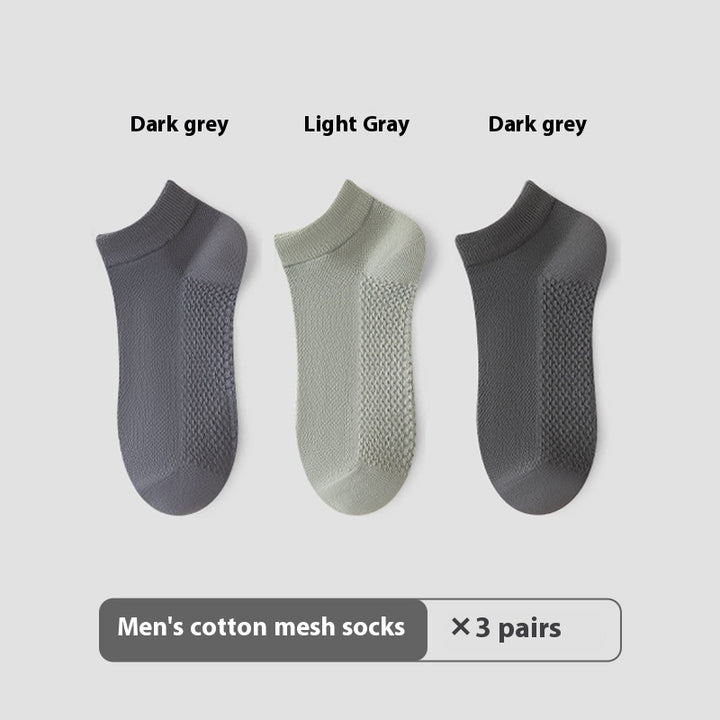 Cotton Anti-Pilling Short Socks Men's Deodorant And Sweat-absorbing Invisible Tight Mesh Boat Socks